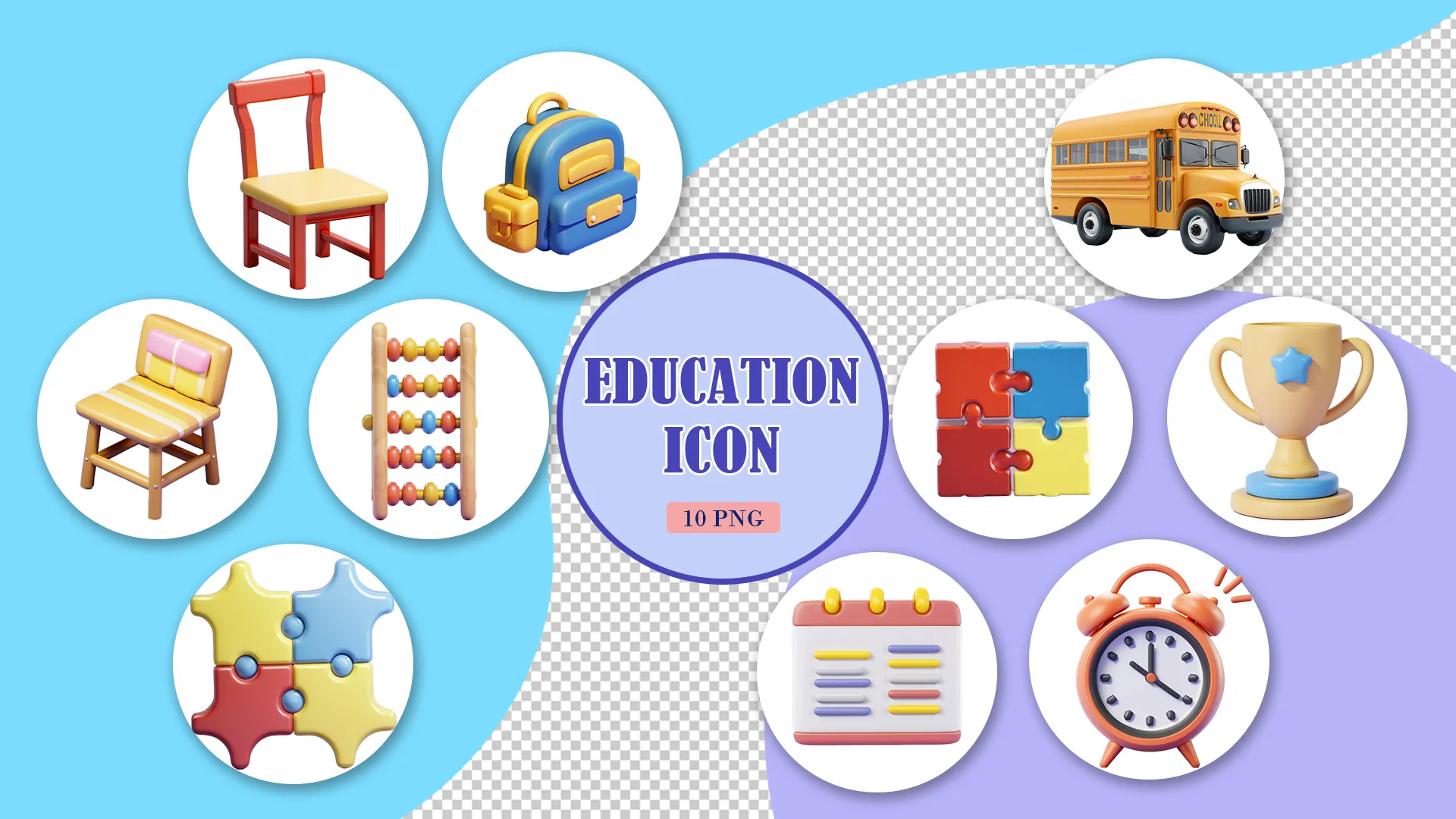 Vibrant 3D School Icons Pack